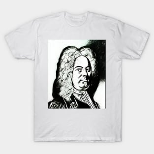 George Frideric Handel Black and White Portrait | George Frideric Handel Artwork 3 T-Shirt